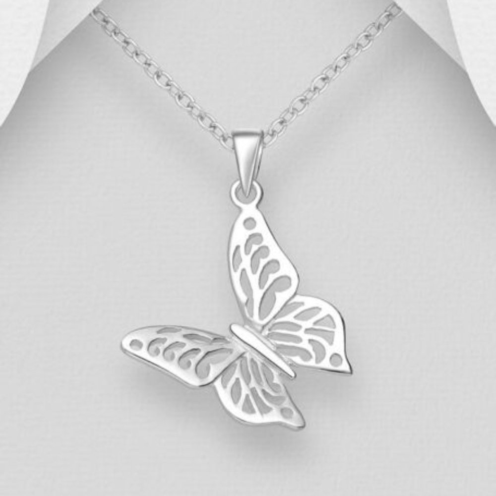 925 Sterling Silver "Butterfly" Made in Italy 20" Necklace NEW
